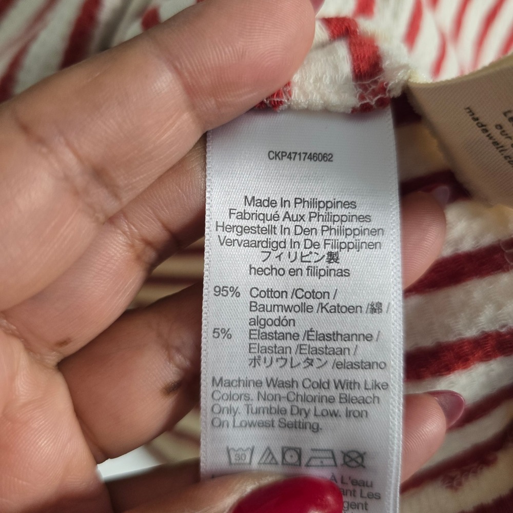 Madewell Polo Shirt Women Small Red NWT Knit Striped Short Sleeve Top - Picture 5 of 6